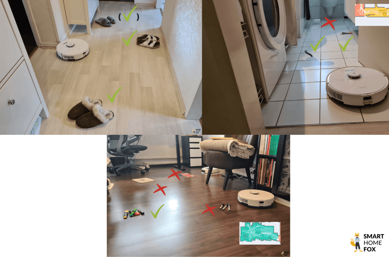 Das Testergebnis der Hinderniserkennung des Roborock S8 Pro Ultra wird übersichtlich dargestellt.